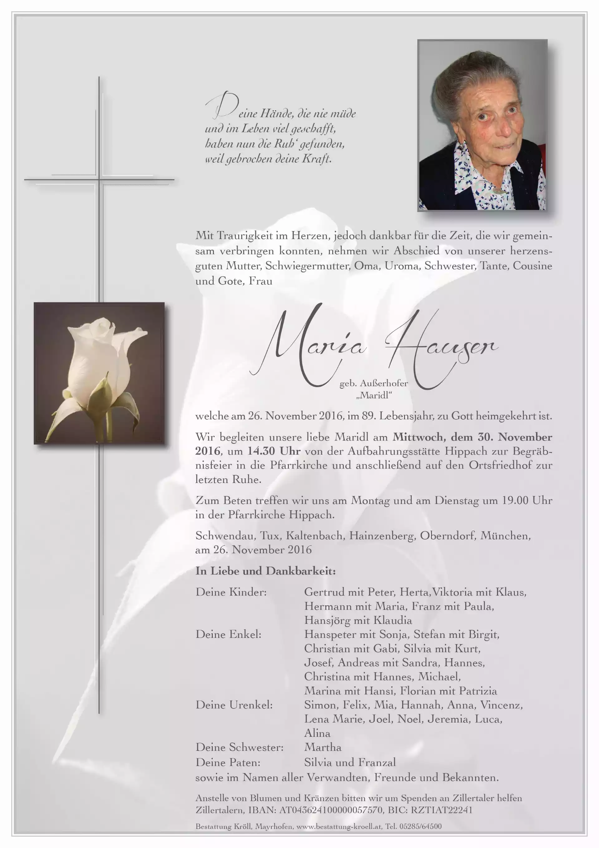 Parte von Maria Hauser